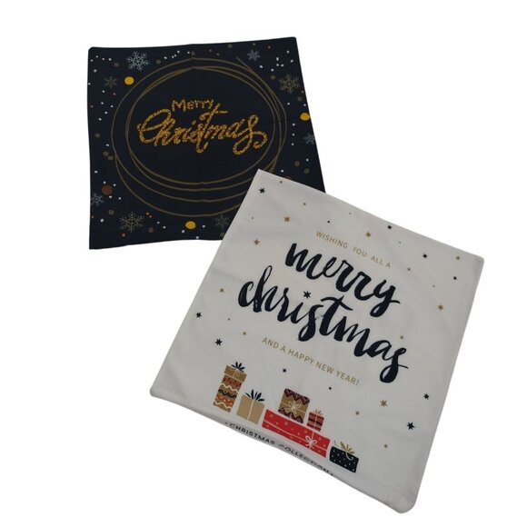 Set of 4 holiday pillow covers with festive designs. Standard size. NWOT - Picture 4 of 6